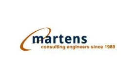 Logo of Martens Consulting Engineers since 1989, featuring stylized orange arch above lowercase lettering.